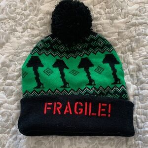 Green and Black Kids Beanie with Pom Pom